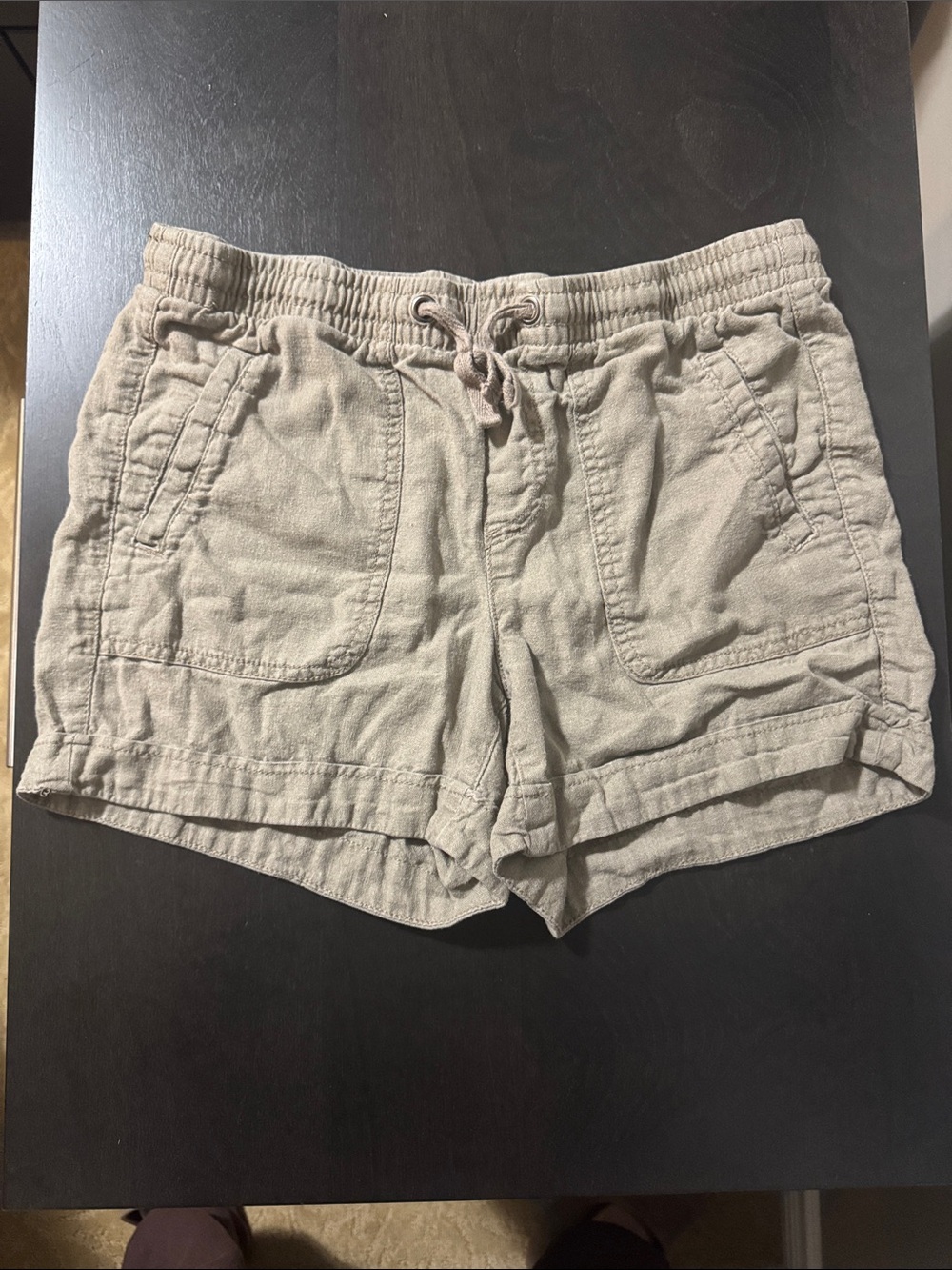 Reitmans Beige Drawstring Linen-Blend Shorts